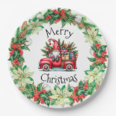 贈り物でいっぱいの赤トラックの格言 ペーパープレート (正面)