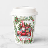 贈り物でいっぱいの赤トラックの格言 紙コップ (裏面)