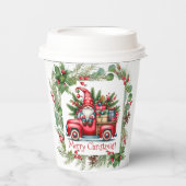 贈り物でいっぱいの赤トラックの格言 紙コップ (正面)