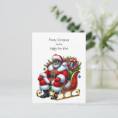 贈り物といそりに乗ったブラックサンタ シーズンポストカード (スタンド正面)