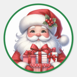 贈り物とサンタ・クリスマスのかわいい ラウンドシール