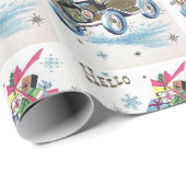 贈り物と一緒にドライブするビンテージクリスマスカップル ラッピングペーパー (ロールコーナー)