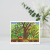 贈り物と亀はがき付き木 ポストカード (スタンド正面)