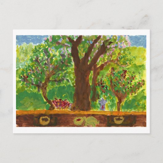 贈り物と亀はがき付き木 ポストカード (正面)