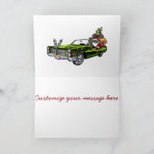 贈り物と共にヴィンテージ車に乗るアフリカ系アメリカ人サンタ シーズンカード (内部)