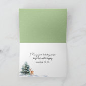 贈り物と水の色のクリスマス小妖精や小人 シーズンカード (内部)