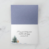 贈り物と水の色のクリスマス雪だるま シーズンカード (内部)