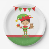 贈り物と白い背景を持つ小妖精や小人 ペーパープレート (正面)