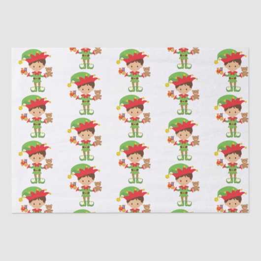 贈り物と白い背景を持つ小妖精や小人 薄葉紙 (正面)