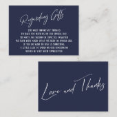 贈り物に関しモダンてネイビーブルー エンクロージャーカード (正面/裏面)