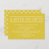 贈り物に関するシンプルメモモダンタイプからし黄色 招待状 (正面/裏面)