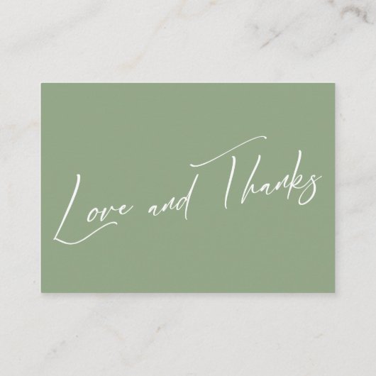 贈り物に関するモダンメモ手書きセージ緑 エンクロージャーカード (裏面)