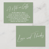 贈り物に関するモダンメモ手書きセージ緑 エンクロージャーカード (正面/裏面)