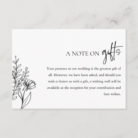 贈り物に関する白黒結婚の願い事 エンクロージャーカード (正面)