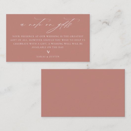 贈り物に関する結婚メモ エンクロージャーカード (正面/裏面)