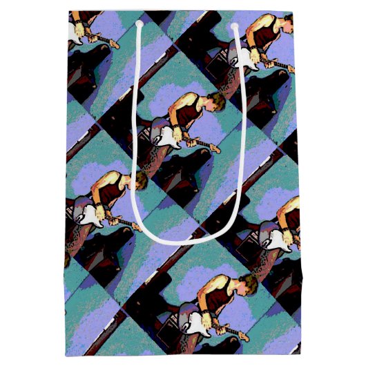 贈り物のためのネイトとギター ミディアムペーパーバッグ (裏面)