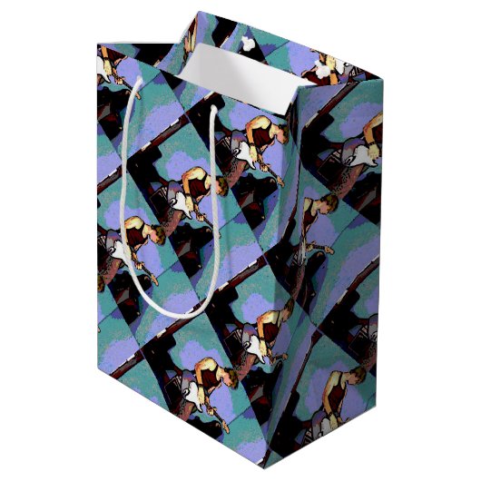 贈り物のためのネイトとギター ミディアムペーパーバッグ (裏面アングル)