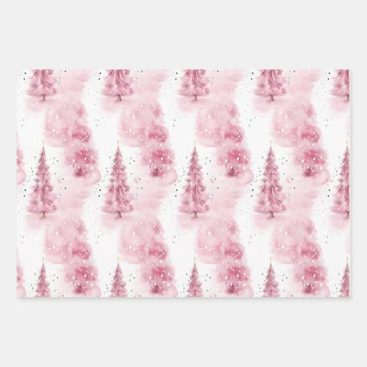 贈り物のためのピンクのクリスマスラッピング紙 ラッピングペーパーシート (正面3)