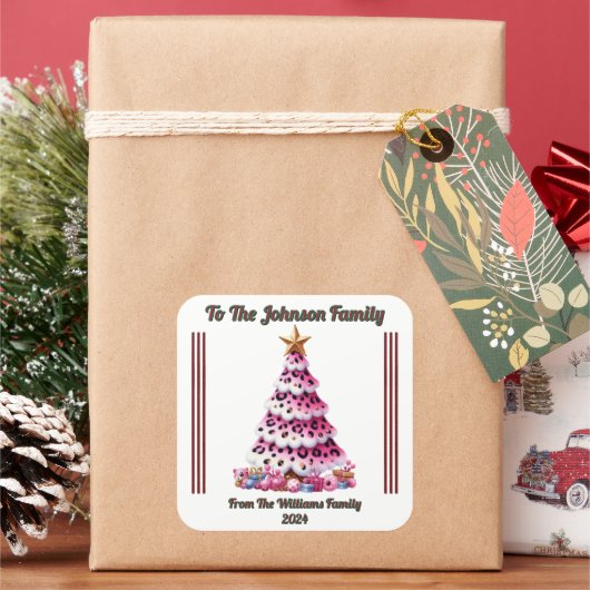 贈り物のための明るいホリデーシール スクエアシール (クリスマス)