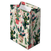 贈り物のための水色サボテンのクリスマスラ与えイト ミディアムペーパーバッグ (裏面アングル)