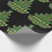 贈り物のための緑のクリスマスツリーの包装紙 ラッピングペーパー (角)