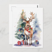 贈り物のトナカイ ポストカード (正面/裏面)