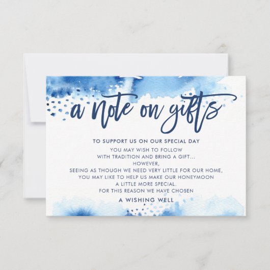 贈り物のネイビースタイリッシュブルーの水色のメモ 招待状 (正面)