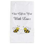 贈り物のハートカスタマイズ付きミツバチ スモールペーパーバッグ (正面)