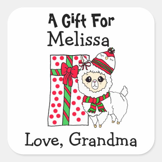 贈り物のパーソナライズされたラベル スクエアシール (正面)