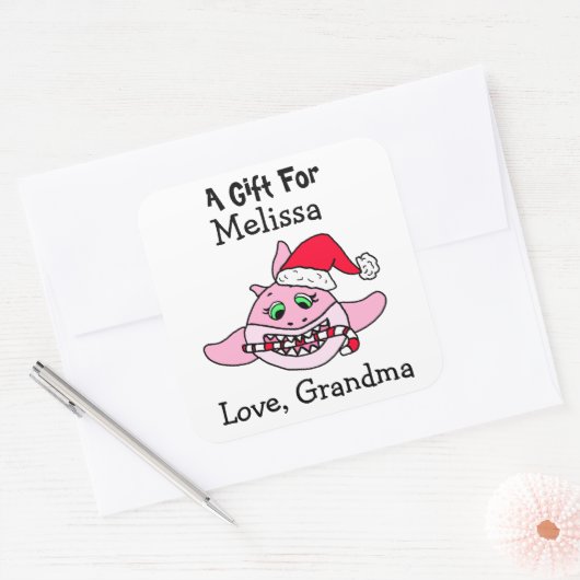 贈り物のパーソナライズされたラベル スクエアシール (封筒)