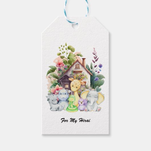 贈り物のパーソナライズラベル |かわいい動物の贈り物ラベル ギフトタグ (正面)
