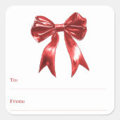 贈り物の包装から白い赤い弓 スクエアシール (正面)