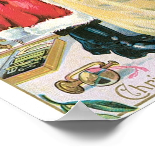 贈り物の大きなバッグを持つサンタ ポスター (角)