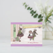 贈り物の後で呼び鈴を鳴らす離れ子供たち ポストカード (スタンド正面)