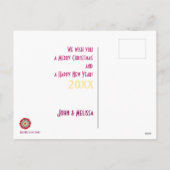 贈り物の愛-聖降誕祭お目出とう-赤紫の幸せ シーズンポストカード (裏面)