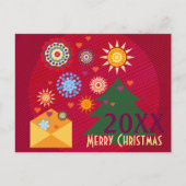 贈り物の愛-聖降誕祭お目出とう-赤紫の幸せ シーズンポストカード (正面)