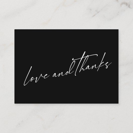 贈り物の手書きモダンの黒結婚いメモ エンクロージャーカード (裏面)