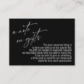 贈り物の手書きモダンの黒結婚いメモ エンクロージャーカード (正面)