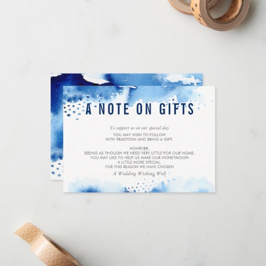 贈り物の水の色スタイリッシュ濃い青のメモ ノートカード (正面/裏面インサイチュ)