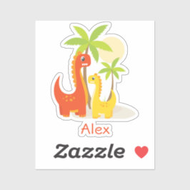 贈り物の赤い黄色パーソナライズされたの恐竜のステッカー シール