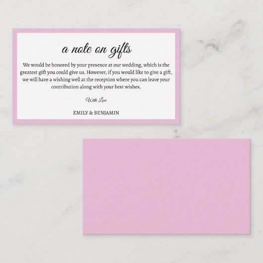 贈り物の願いモダンの結婚手紙 エンクロージャーカード (正面/裏面)