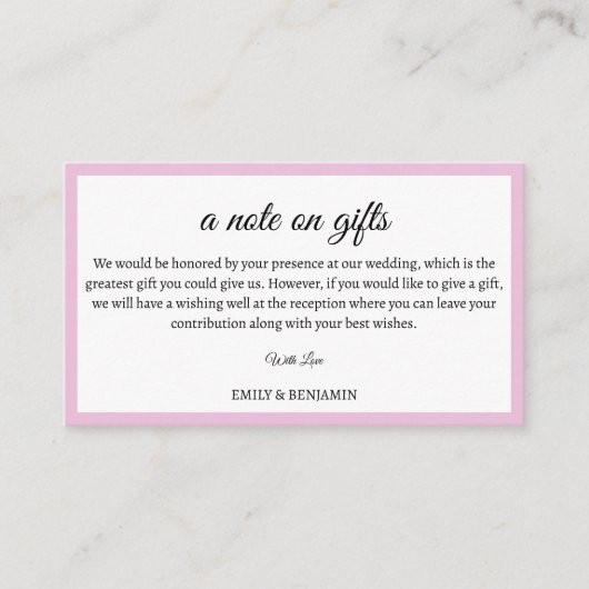 贈り物の願いモダンの結婚手紙 エンクロージャーカード (正面)