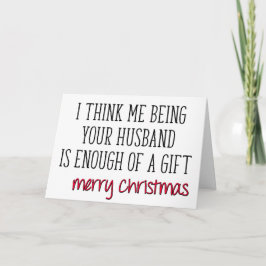贈り物は十分、妻のおもしろいクリスマス カード