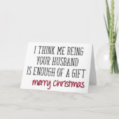 贈り物は十分、妻のおもしろいクリスマス カード (正面)