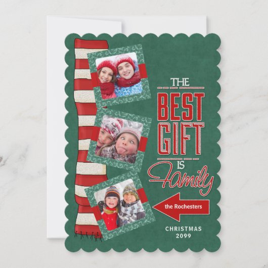 贈り物は最高の家族の緑の黒板3写真 シーズンカード (正面)
