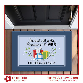 贈り物は最高の家族モノグラムのクリスマス ドアマット
