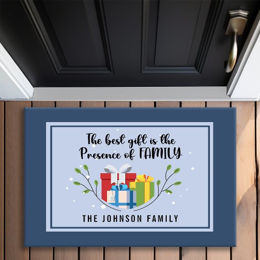 贈り物は最高の家族モノグラムのクリスマス ドアマット