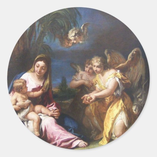 贈り物をする守護天使 ラウンドシール (正面)