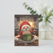 贈り物を包む小さなサンタ ポストカード (スタンド正面)