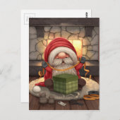 贈り物を包む小さなサンタ ポストカード (正面/裏面)